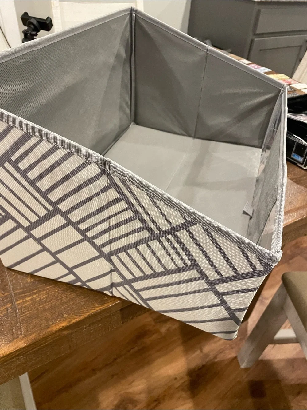 thirty-one Gray Fabric Storage Bin with Geometric Front Pocket